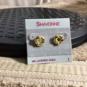 Shavonne 14K Layered Gold Twisted Knot Stud Earrings